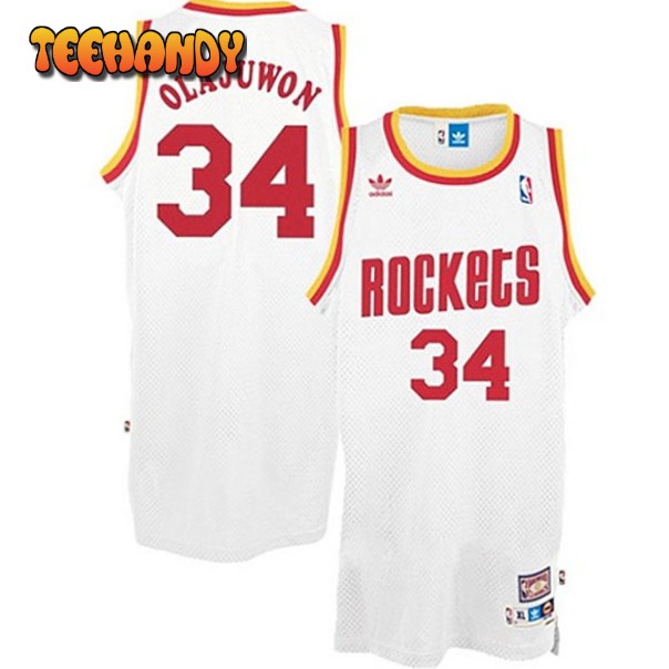 Houston Rockets Hakeem Olajuwon White Throwback Jersey