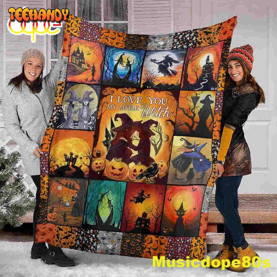 I Love You My Little Witch Halloween Sofa Fleece Throw Blanket Halloween