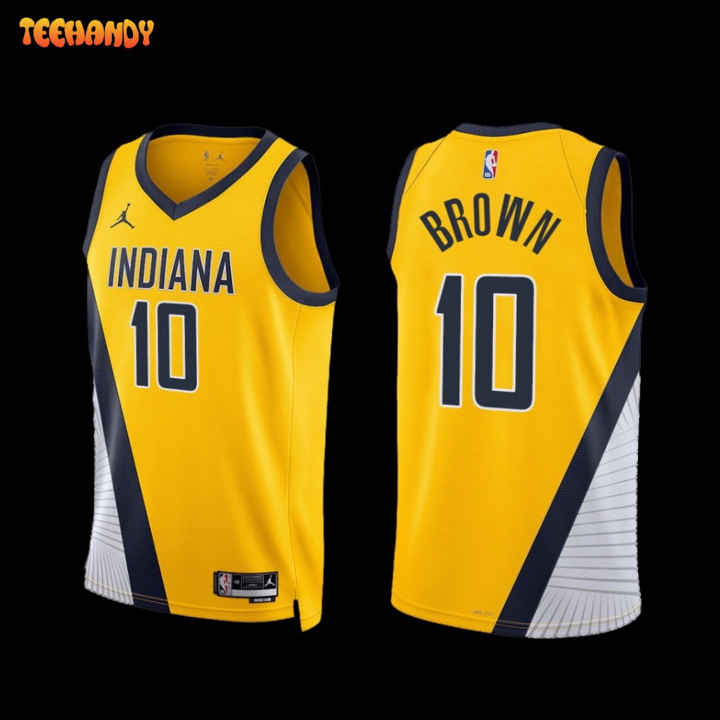 Indiana Pacers Kendall Brown 2022-23 Statement Edition Jersey Yellow