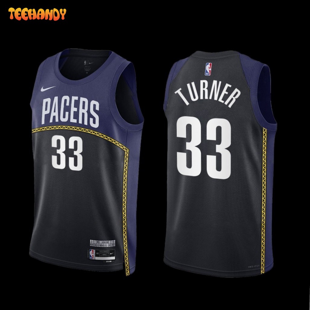 Indiana Pacers Myles Turner 2022-23 City Edition Jersey Black Navy