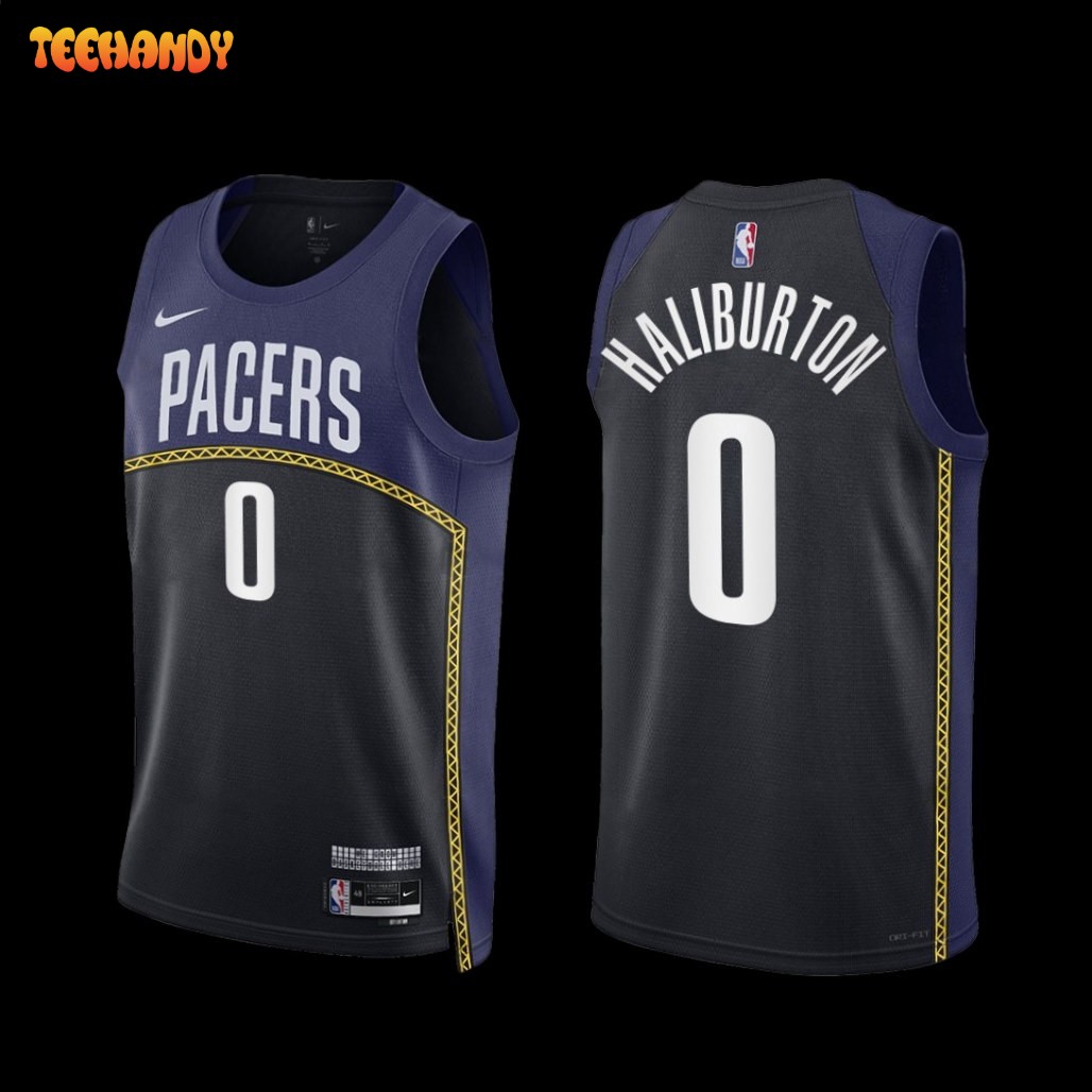 Indiana Pacers Tyrese Haliburton 2022-23 City Edition Jersey Black Navy