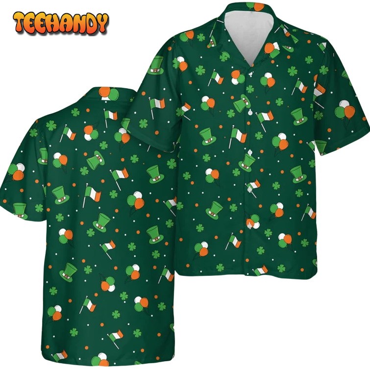 Irish Flag St Patrick’s Day Hawaiian Shirt, Short Sleeve Hawaiian Shirts For Men