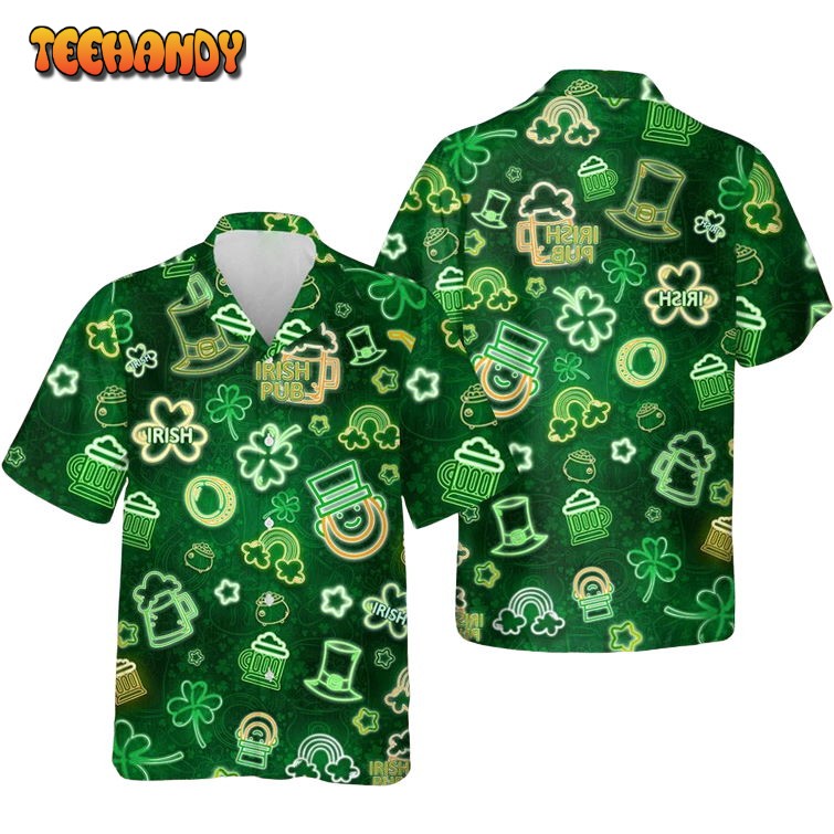 Irish Pub St Patrick’s Day Hawaiian Shirt, Beer Lover Shamrock St Patty’s Beach