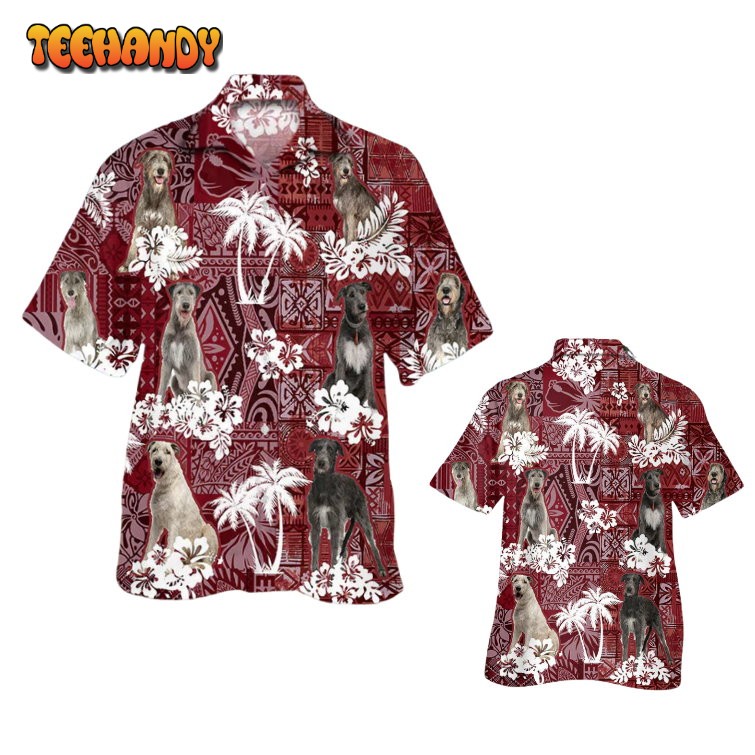 Irish Wolfhound Hawaiian Shirt, Dog Hawaiian Shirt Short Sleeve Red