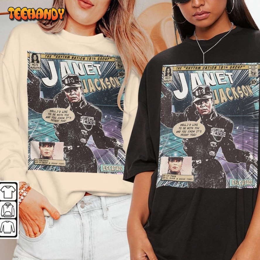 Janet Jackson Comic Merch Book Art Rhythm Nation 1814 Album T Shirt