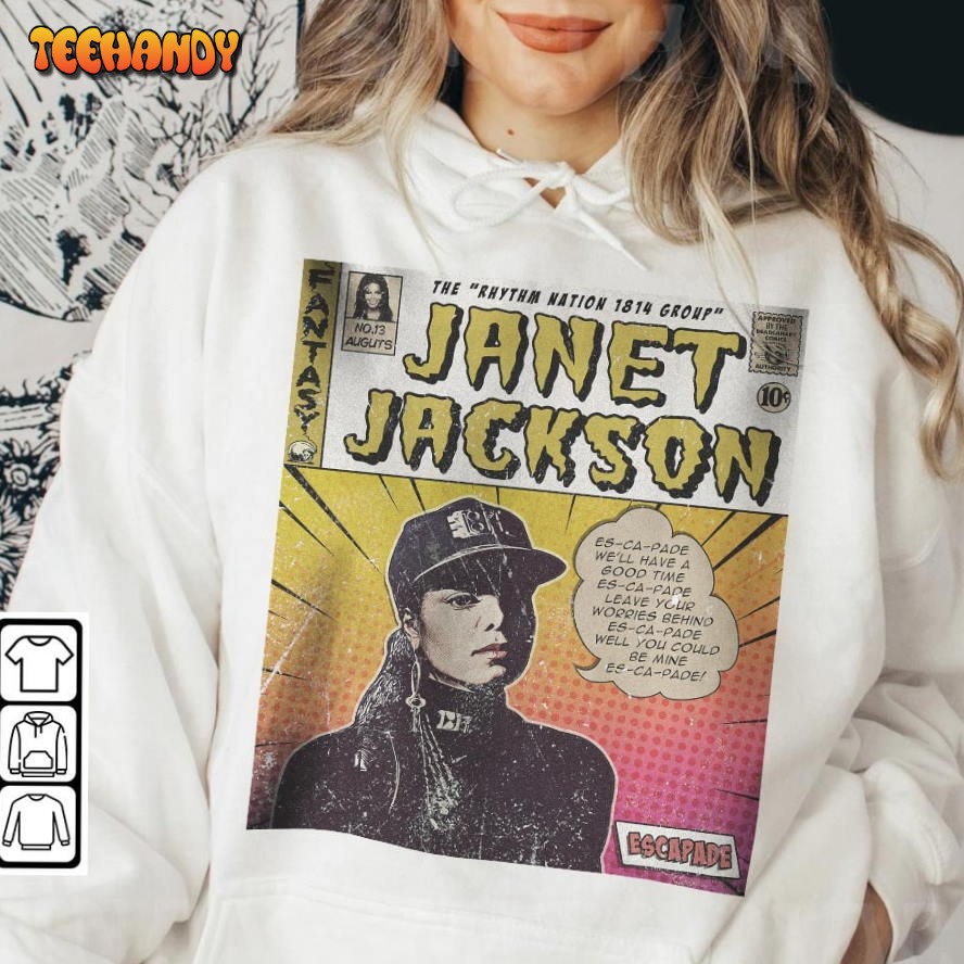 Janet Jackson Comic Rhythm Nation 1814 Album World Tour 2023 T Shirt