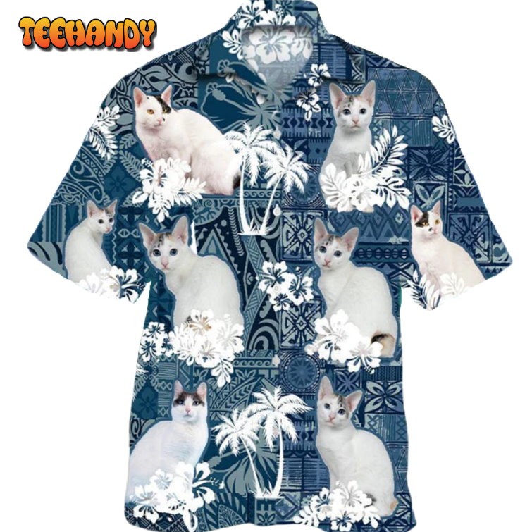 Japanese Bobtail Hawaiian Shirt, 3D Full Printed White Cat Hawaiian Shirt