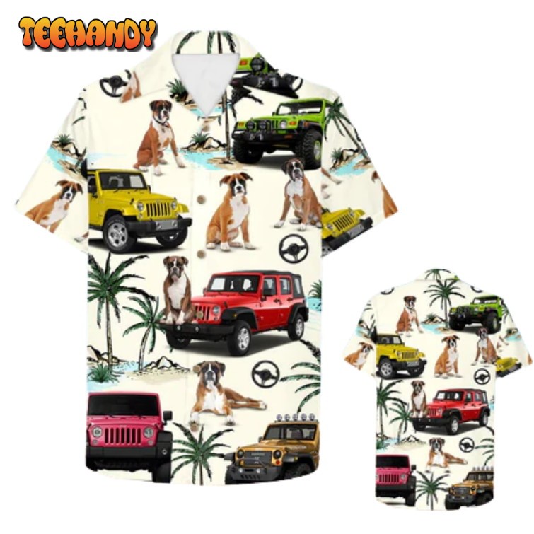 Jee Car Boxer Hawaiian Shirt – Gift For Jee Car Trips – Boxer And Jee Car