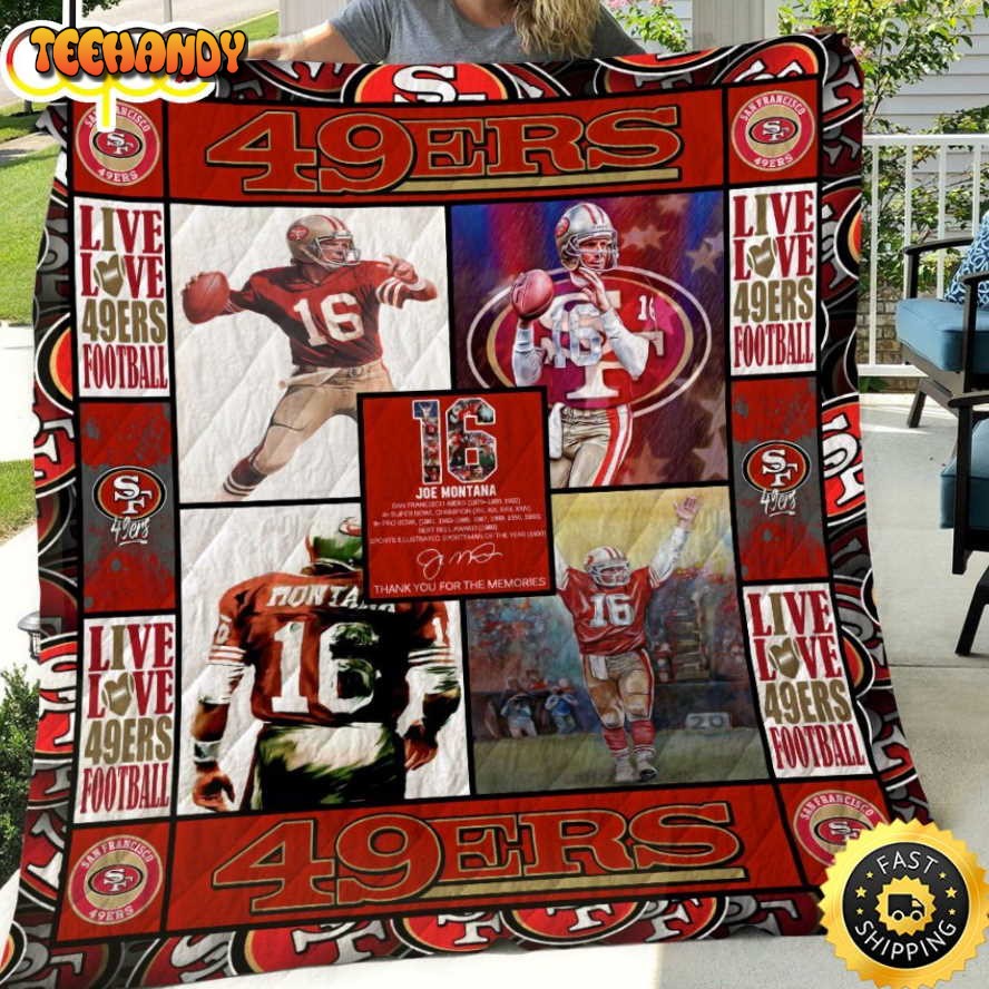 Joe Montana Live Love 49ers Football Christmas Blanket