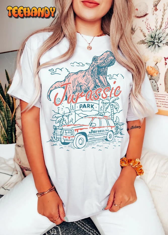 Jurassic Park Shirt, Retro Jurassic Park Entrance with Tour Jeep T-rex Shirt