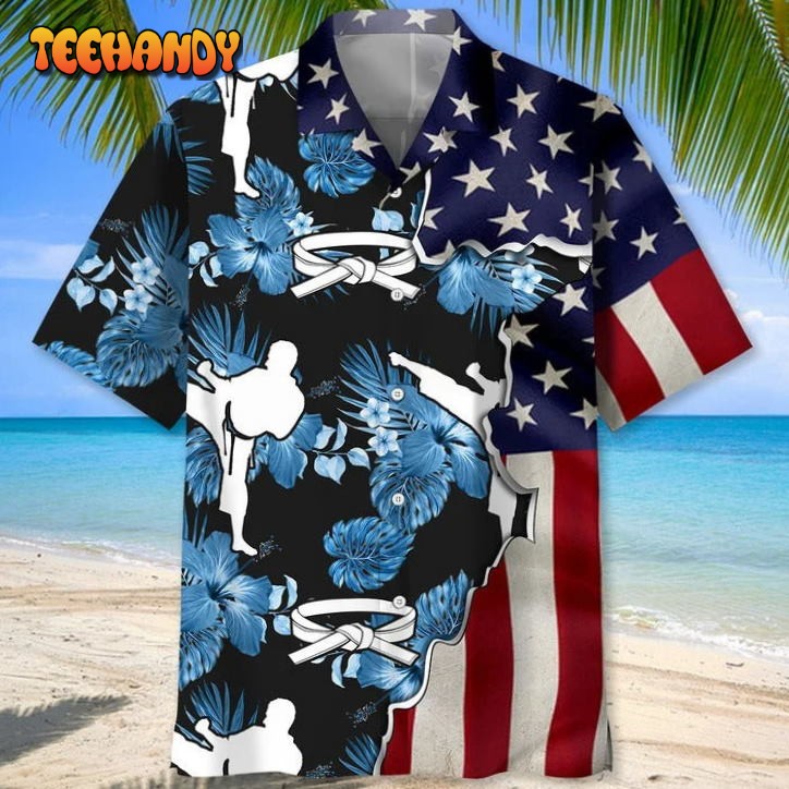 Karate Tropical Flag Hawaiial Shirts For Men, Martial Art Hawaiian Shirts