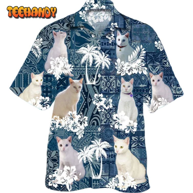 Khao Manee Hawaiian Shirt For Man Woman White Cat Hawaii Beach Shirts