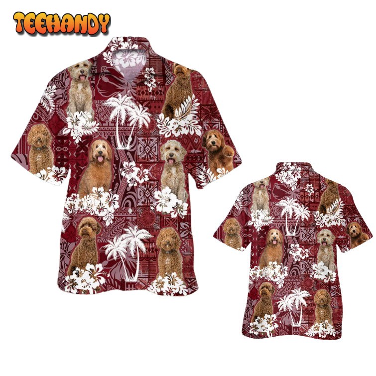 Labradoodle Hawaiian Shirt, Dog In Hawaii Shirt Red Tribal Pattern