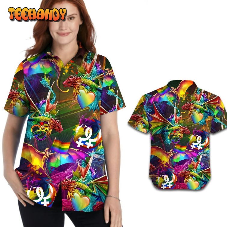 Lgbt Dragon Rainbow Women Hawaiian Shirt For Lgbt Community