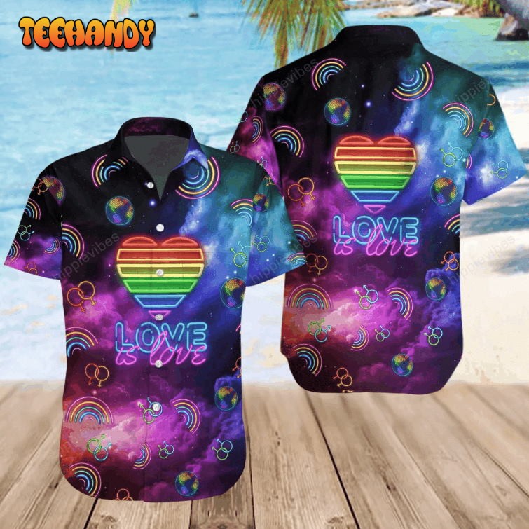 Lgbt Galaxy Love Is Love Neon Style Hawaiian Shirt