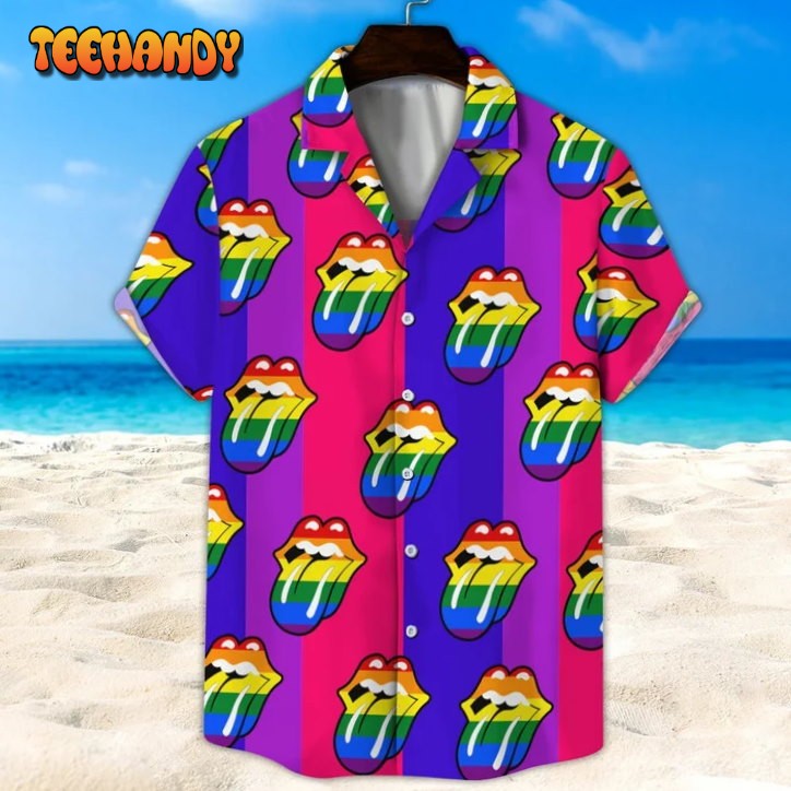 LGBT Hawaii Shirt, Bisexual Rainbow Lip Unisex Hawaii Shirt, Beach Short