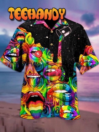 LGBT Hawaiian Shirt LGBT Rainbow Color Mouths Candy Graphic Hawaii Shirt