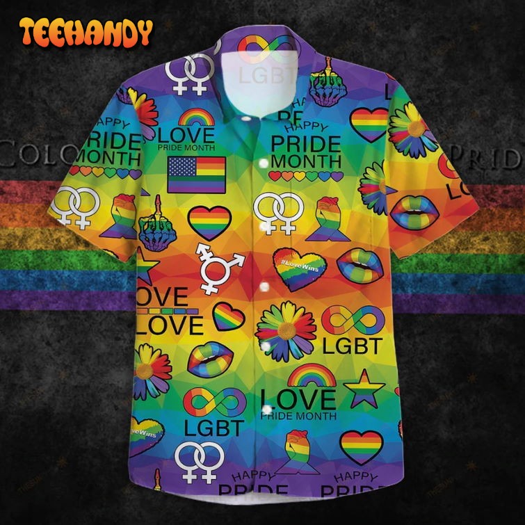 LGBT Pride Hawaiian Shirt Love Pride Month Rainbow Pattern Hawaii Aloha Shirt