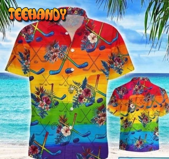 LGBT Pride Month Hawaiian Hockey Rainbow Hockey Tropical Design Hawaiian