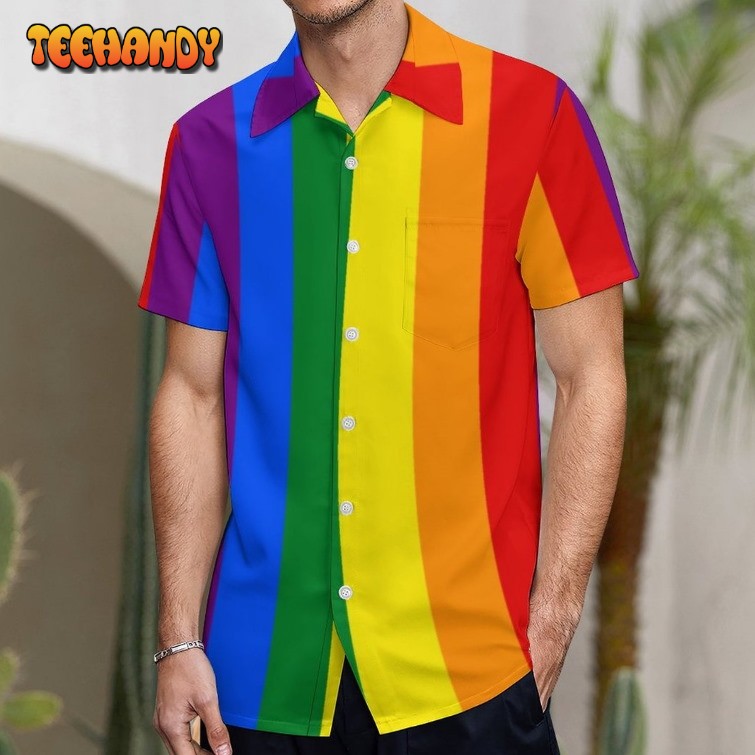 Lgbt Rainbow Gay Pride Flag Hawaiian Vintage Shirt Mens Button Down Plus