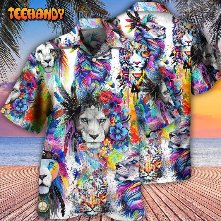 Lion Colorful Painting Hawaiian Shirt