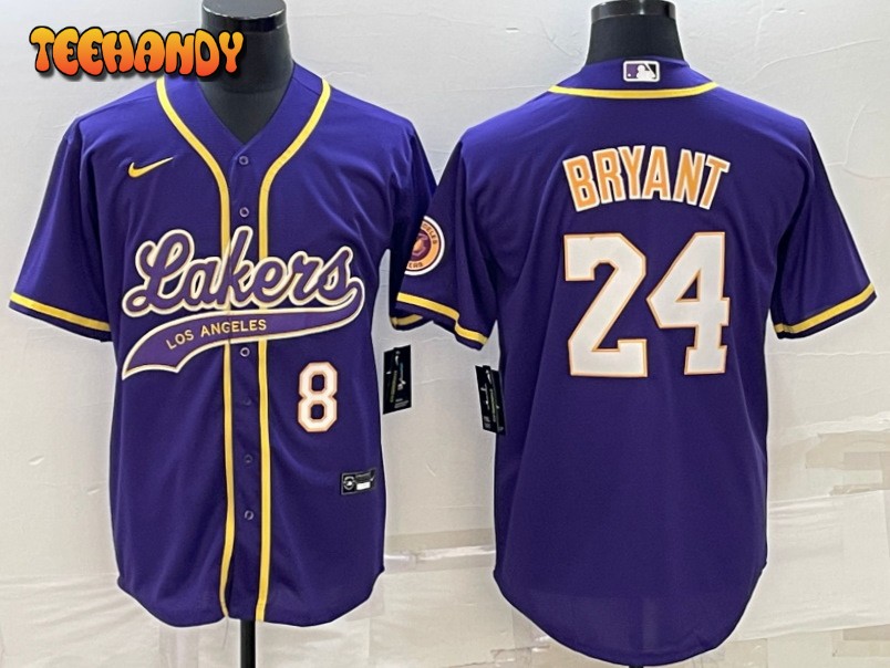 Los Angeles Lakers X Dodgers 8 24 Kobe Bryant Purple Baseball Jersey