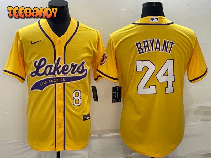 Los Angeles Lakers X Dodgers 8 24 Kobe Bryant Yellow Baseball Jersey