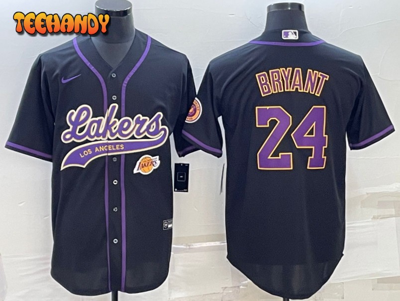 Los Angeles Lakers X Dodgers Kobe Bryant Black Baseball Jersey with Logo