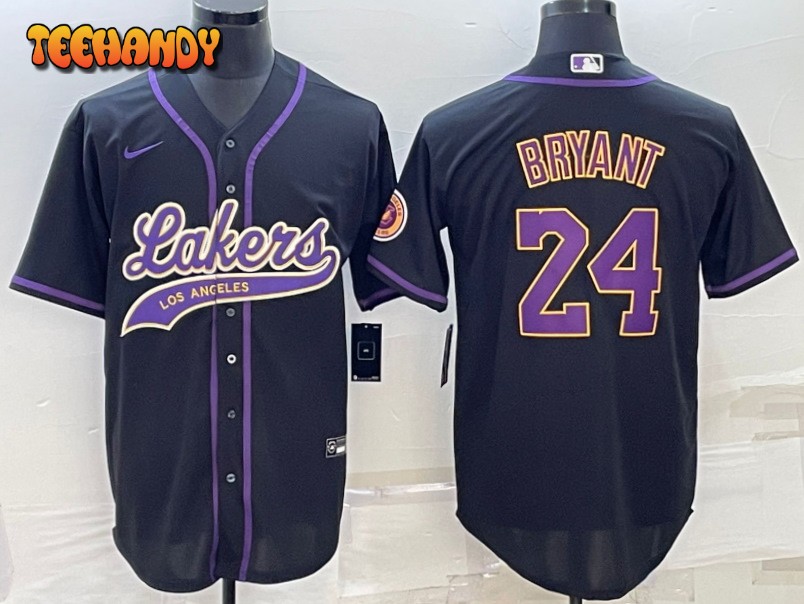 Los Angeles Lakers X Dodgers Kobe Bryant Black Baseball Jersey