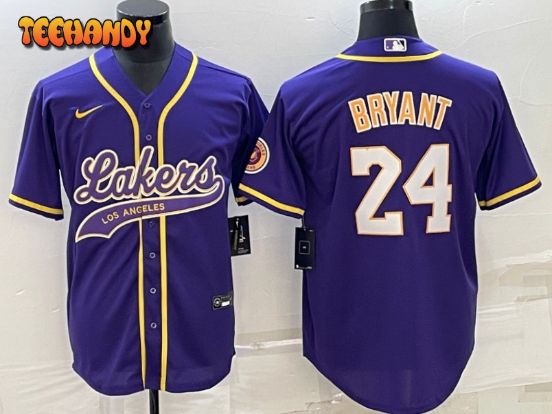 Los Angeles Lakers X Dodgers Kobe Bryant Purple Baseball Jersey