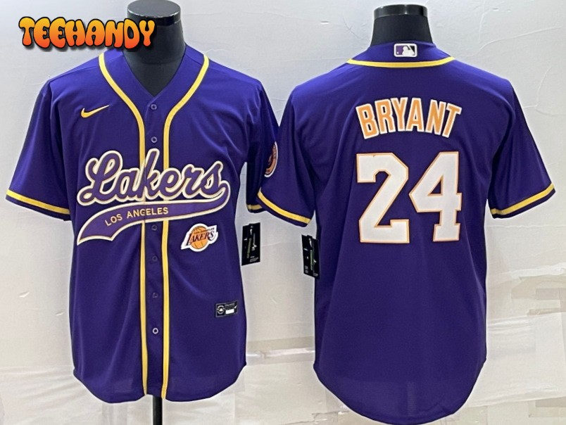 Los Angeles Lakers X Dodgers Kobe Bryant Purple Baseball Jersey with Logo