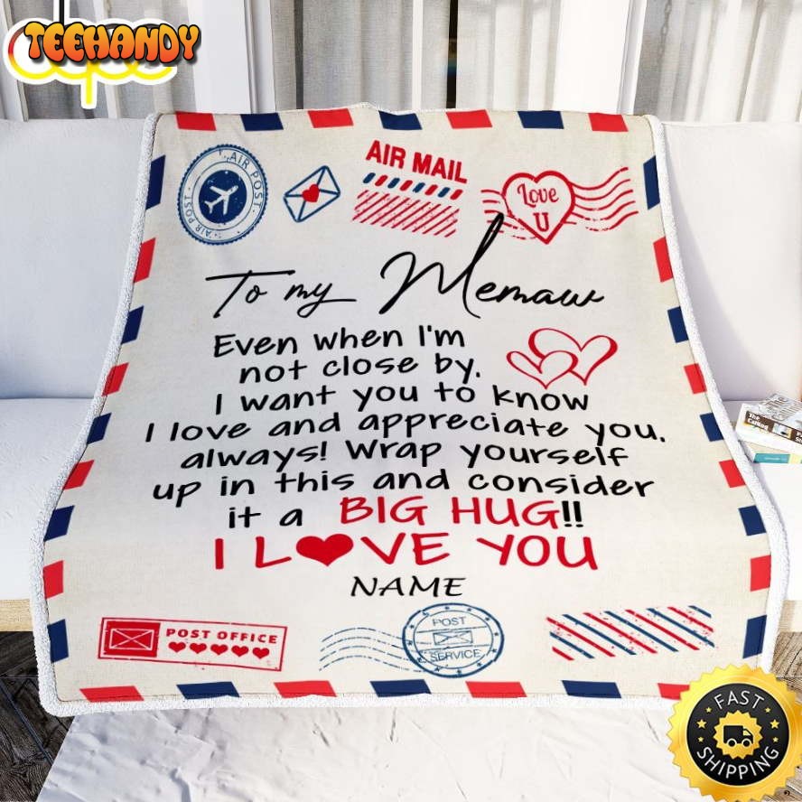 Memaw  From Grandkids I Love You Hugs Air Mail Letter Memaw Blanket