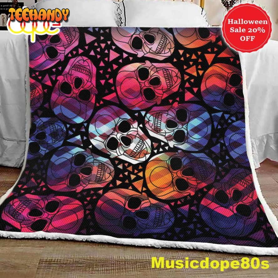 Mexican Sugar Skulls Halloween Sofa Fleece Throw Blanket  Halloween Gifts