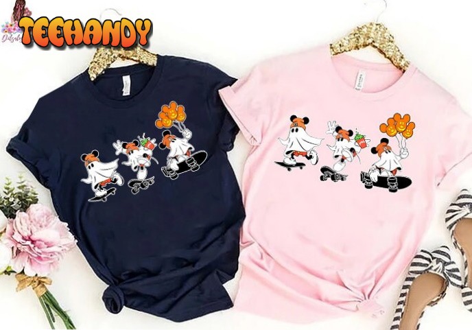 Mickey Ghost Skateboarding Shirt, Mickey Spooky Season Shirt