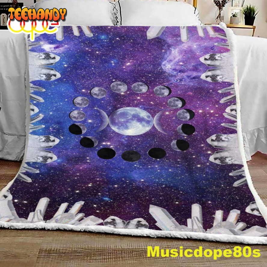 Moon Phase Crystal Halloween Sofa Fleece Throw Blanket