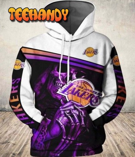 Nba Los Angeles Lakers Skull Zip 3D Hoodie All Over Print