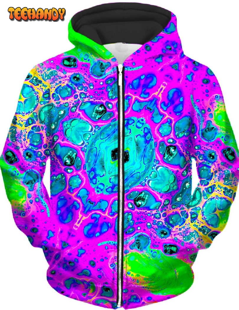 Neon Drip Unisex Zip-Up 3D Hoodie For Men Women All Over 3D Printed Hoodie