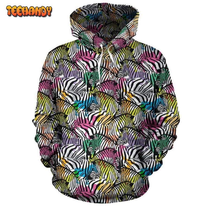 Neon Zebra Pattern Print All Over Graphic 3D Hoodie For Men Women All Over 3D