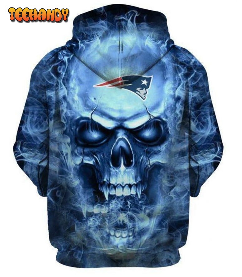 New England Patriots Nfl Football Skull Hoodie All Over Print 3D Hoodie 3D