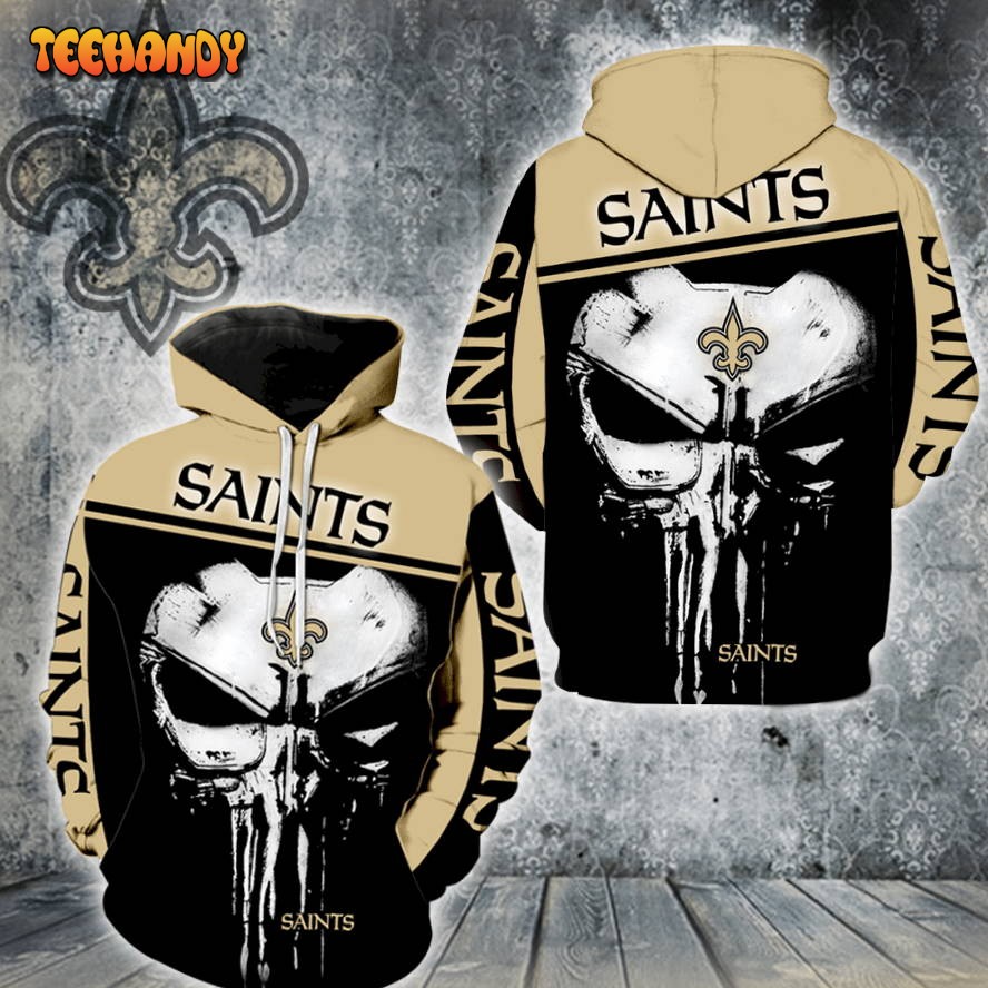 New Orleans Saints Punisher All Over Print 3D Hoodie For Men And Women