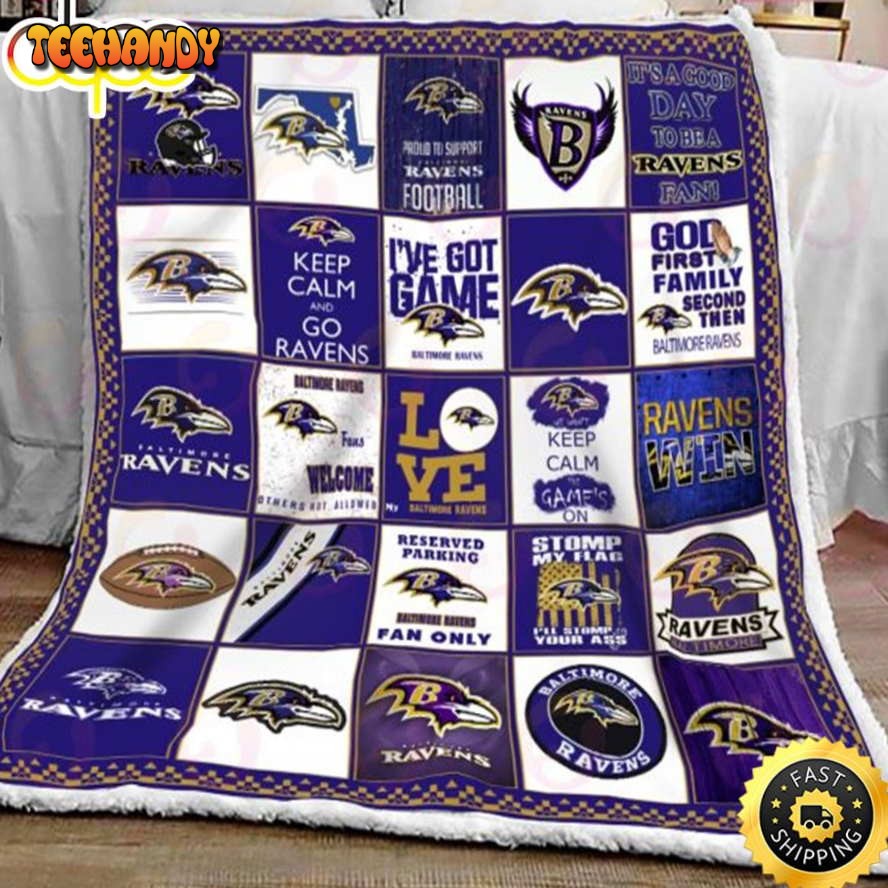 NFL Baltimore Ravens NFL Footballs Sherpa Fleece Blanket