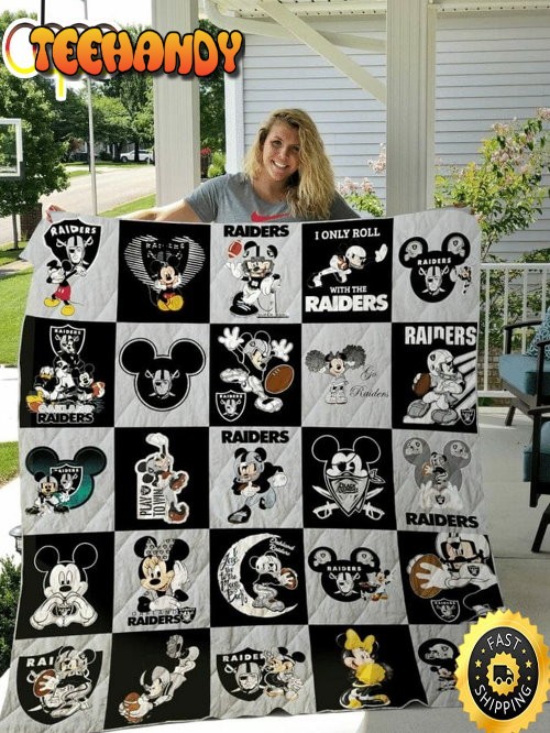 NFL Las Vegas Raiders Mickey Mouse Silver For Fan NFL Football Blanket