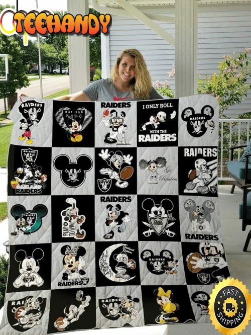 NFL Las Vegas Raiders Mickey Mouse Silver For Fan NFL Football Blanket