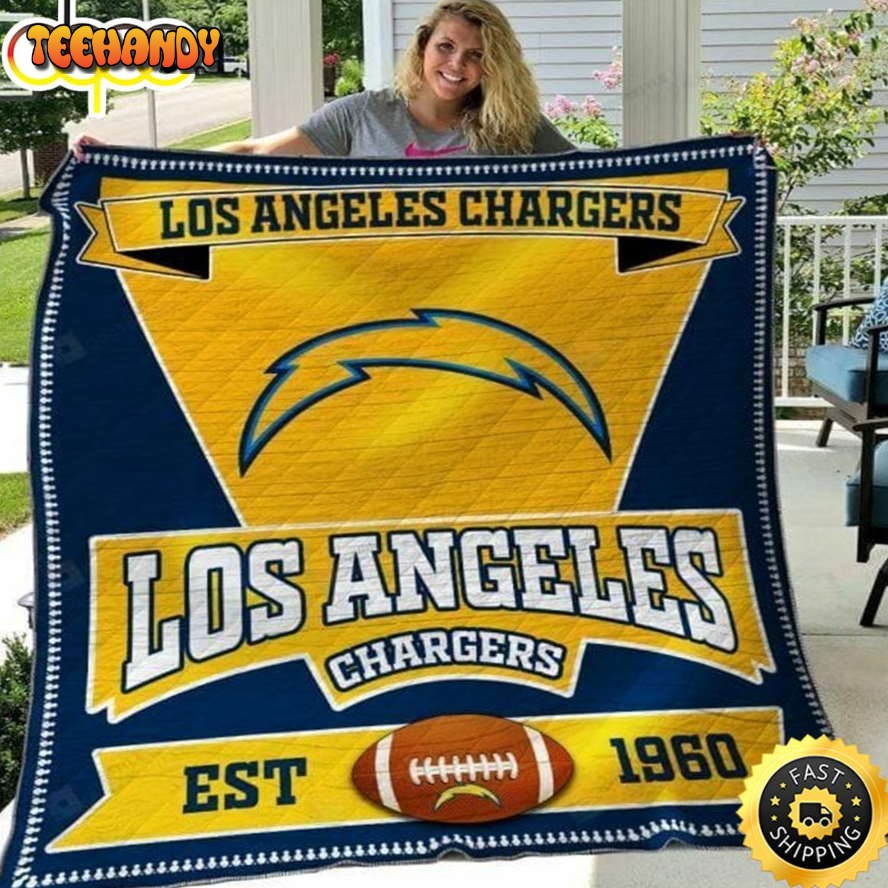 NFL Los Angeles Chargers Navy Blue Gold Est 1960 Football Blanket