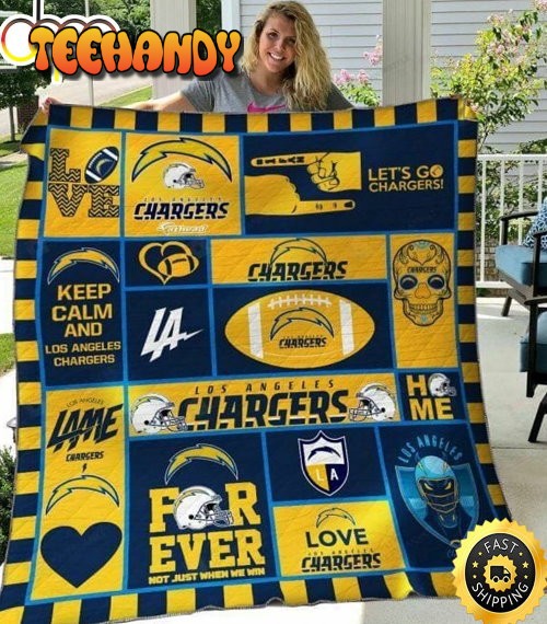 NFL Los Angeles Chargers Navy Blue Gold Quilt Blanket