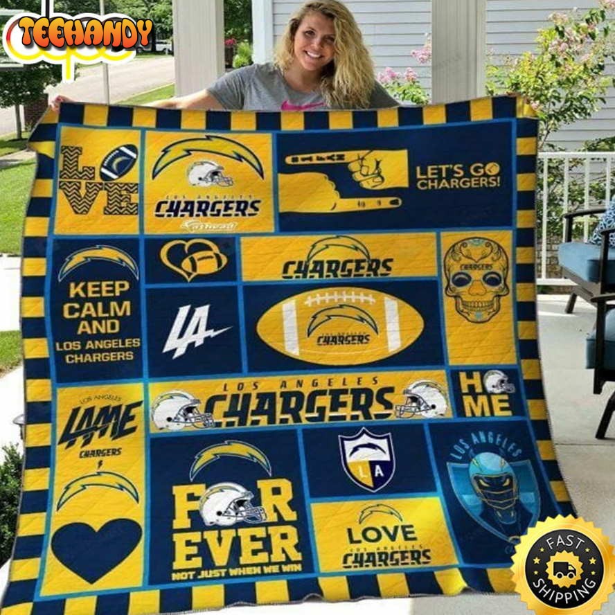 NFL Los Angeles Chargers Navy Blue Gold Quilt Blanket