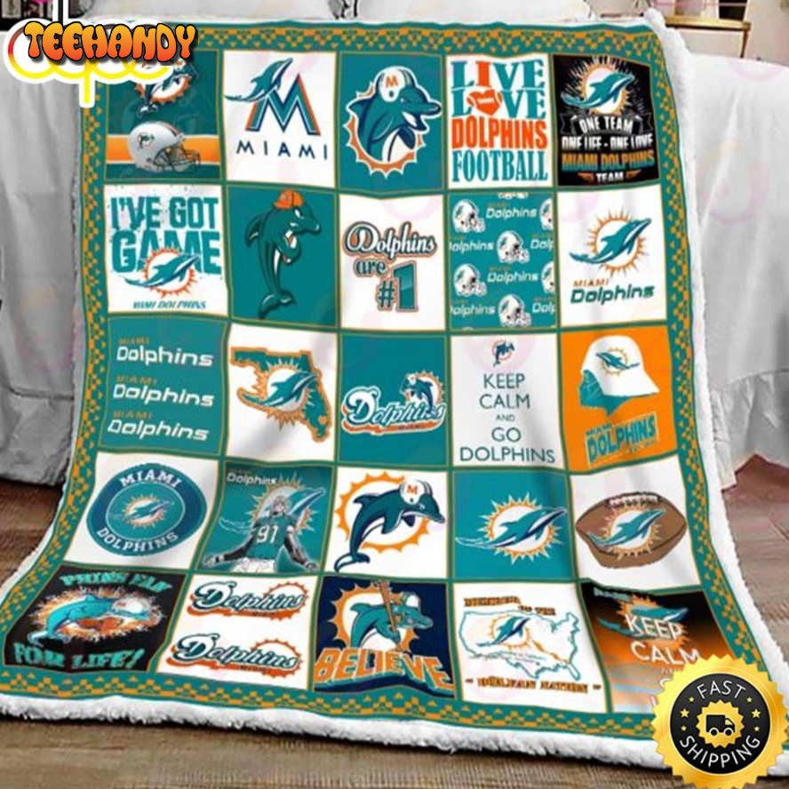 NFL Miami Dolphins NFL Football Sherpa Fleece Blanket