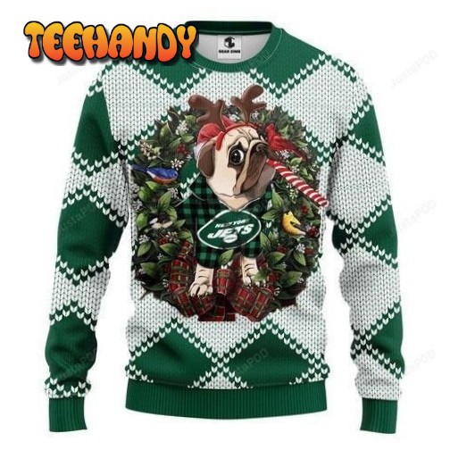 Nfl New York Jets Pug Dog Ugly Christmas Sweater