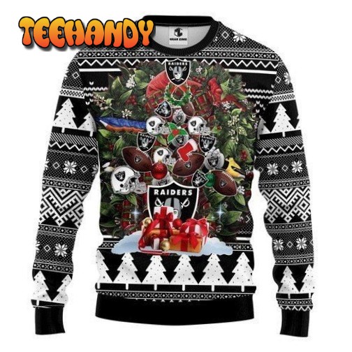 Nfl Oakland Raiders Tree Ugly Christmas Sweater, All Over Print Sweatshirt