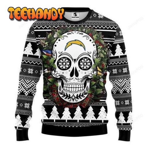 Nfl San Diego Chargers Skull Flower Ugly Christmas Sweater